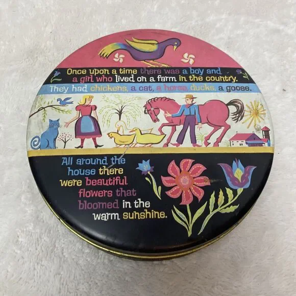 vtg katherine beecher butter mints pennsylvania Dutch tin metal container