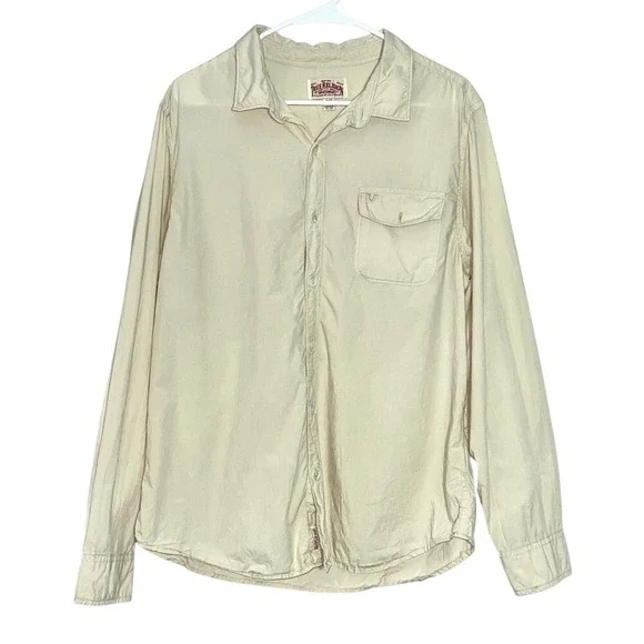 Vintage Man's rugged True Religion cotton Button down shirt Beige‎ XL