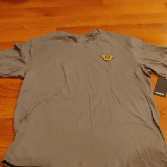 True Religion Gray Tee with Yellow Emblem
