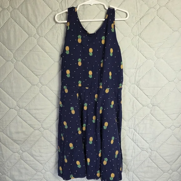 Old Navy Kids Pineapple Midi Dress Hawaiian Boho Sz L 10-12