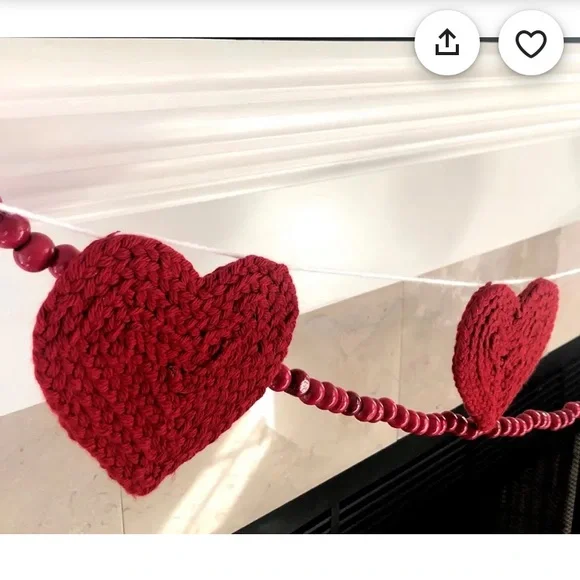 Red heart yarn garland