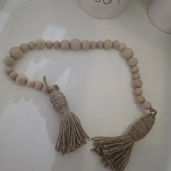 Hobby Lobby Natural Wood Bead Garland with Tassels