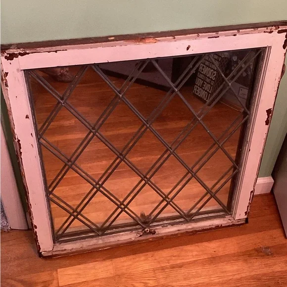 Rustic White and Brown Window Frame Wall Decor