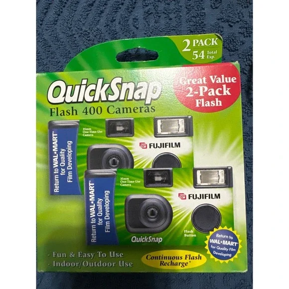 Fujifilm QUICK SNAP Flash 400 Cameras 2 Pack 54‎ total exposures exp 9/ 2008