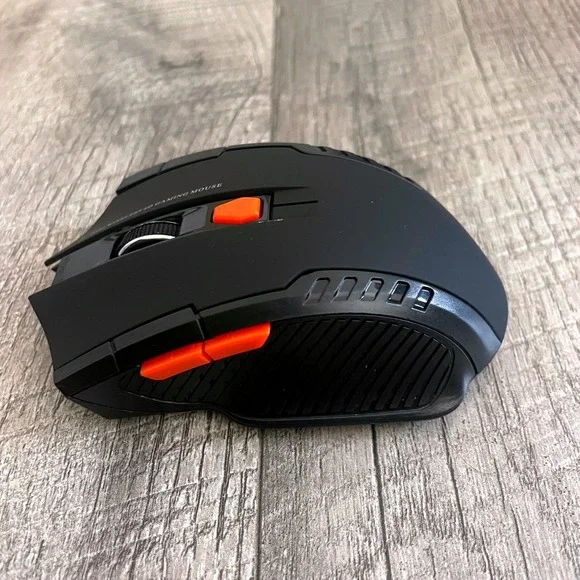 2.4GHz Wireless 6D Gaming Mouse Black Orange with USB‎ Nano Receiver