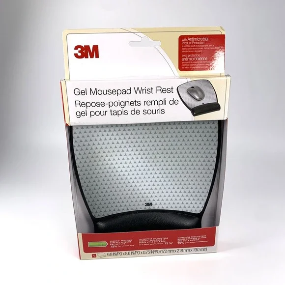 3M MW310LE Precise Mouse Pad Gel Wrist Rest Black NEW NOS Office Comfort Pad