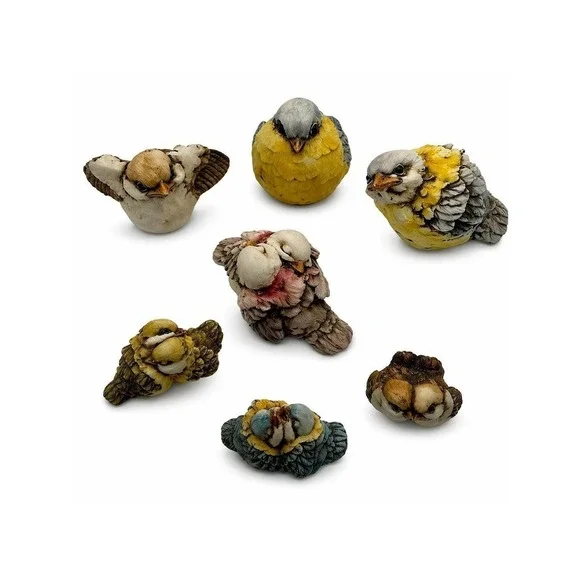 Artefice Ottanta D. Esposito Bird Figurine Lot of‎ 7 80's Resin Cottagecore Farm