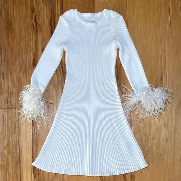 Milly Minis Feather Sleeves Knit Dress Ribbed