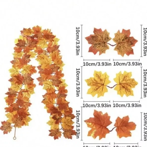 67in Fall Garland Decorations Maple Leaf Hanging Plant Thanksgiving Christmas
