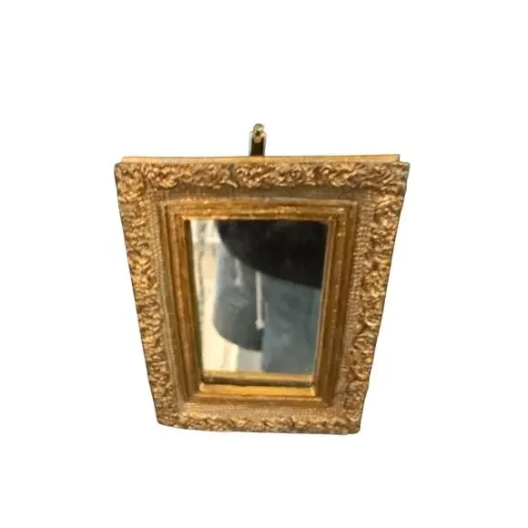 Vintage Ornate Gold Florentine Style Ornate Mini Square Mirror