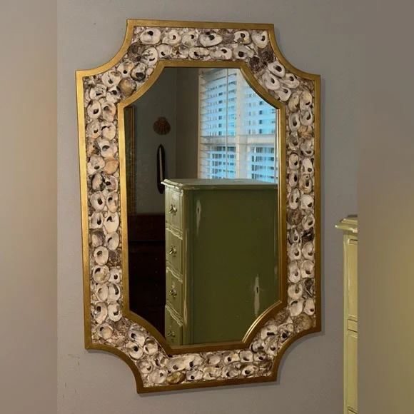Elegant Gold and Cream Shell Wall Mirror