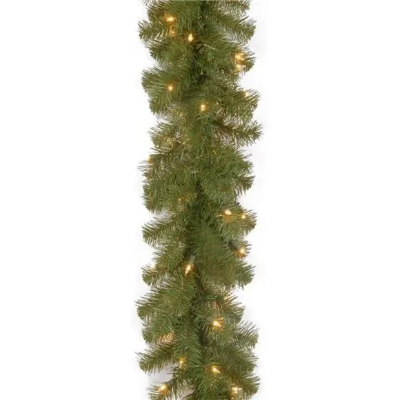 Pre-Lit Artificial Christmas Garland, Dual Color LED Lights, Plug In, 9 Feet