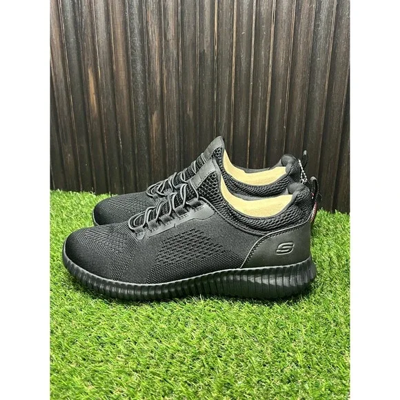 Size 8.5 Wide- Skechers Cessnock Relaxed Fit Memory Foam Men's BLK Work Sneakers