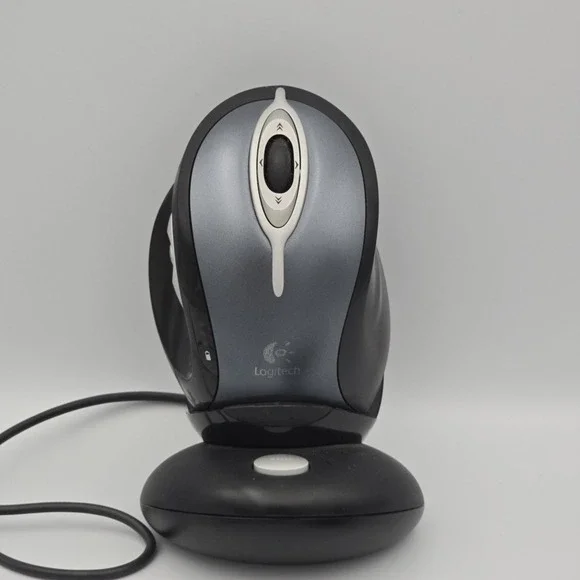 Logitech MX Laser M-RAG97 Black & Gray Wireless Mouse w/ Dock Charger &A‎ dapter