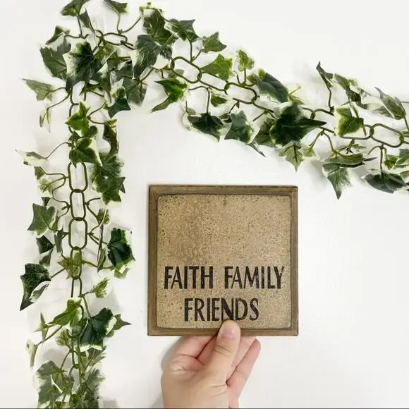 Faith, Family, Friends Square Wooden Wall Sign