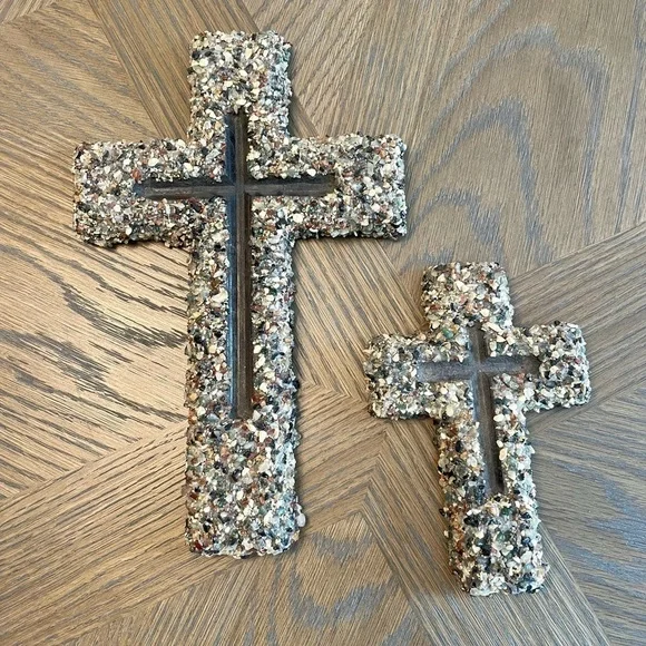PEBBLE Rock Gravel set of 2 Handmade Crosses