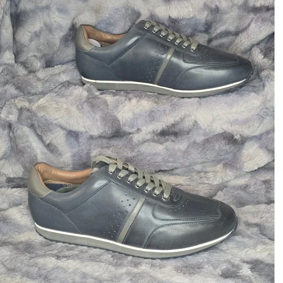 NWB‎ Thomas & Vine Fenway Wide Width Leather Sneakers Gray/Blue size 9.5