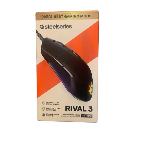 NEW STEELSERIES RIVAL 3 GAMING MOUSE - 8500 CPI TRUE MOVE CORE‎ BLACK