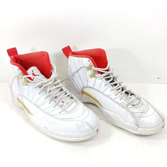 Air Jordan 12 Retro FIBA White University Red Gold 130690-107 Mens 11.5