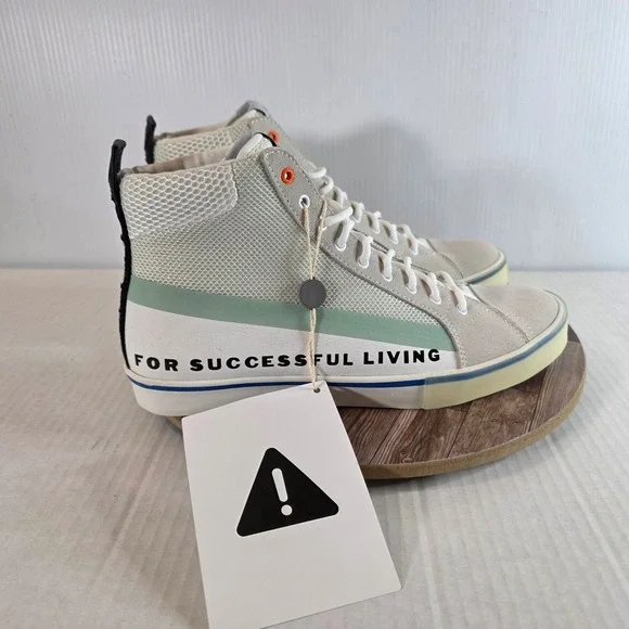 Diesel S-Dvelows‎ Mid High Top Sneakers Mens Size 12.5 White Green Graphic Suede