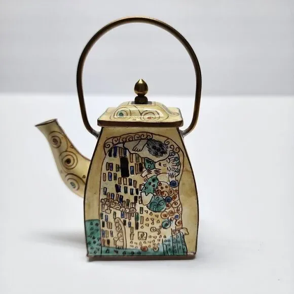 Vintage Enamel on Copper Empress Arts Miniature Teapot