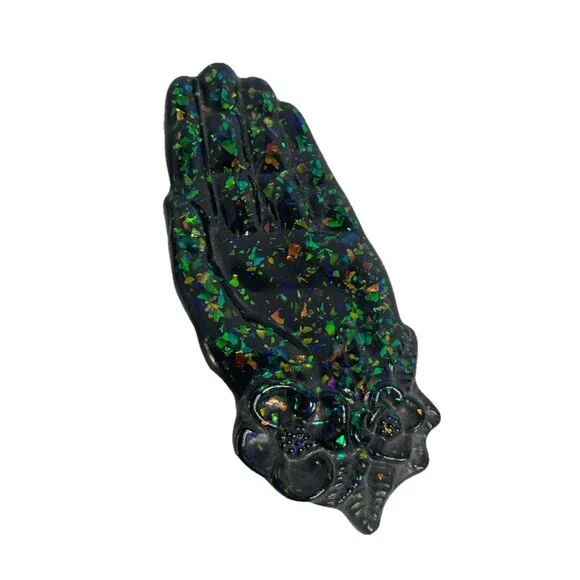Resin Black Glitter Hand Figurine 5