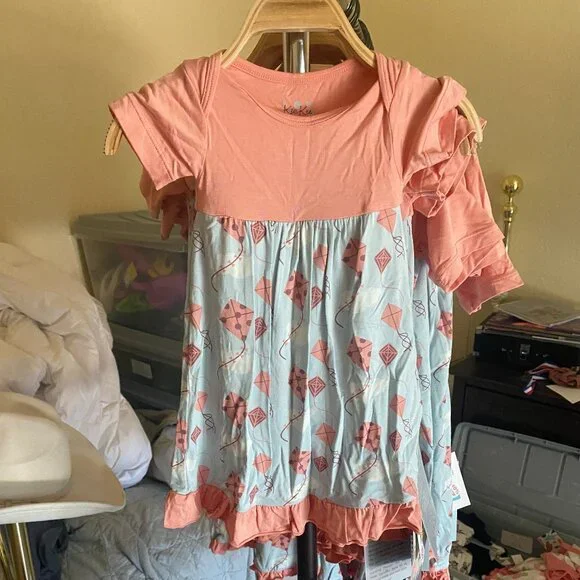 Kickee Pants Short Sleeve One Piece Dress Romper Spring Day Kites Infant