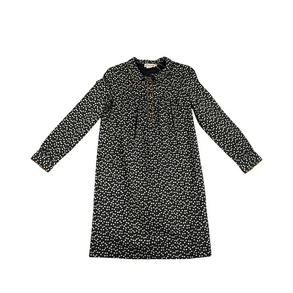 NWT Bonpoint Girls 14A Dorothee Cherry Print Dress Black Long Sleeve Cotton