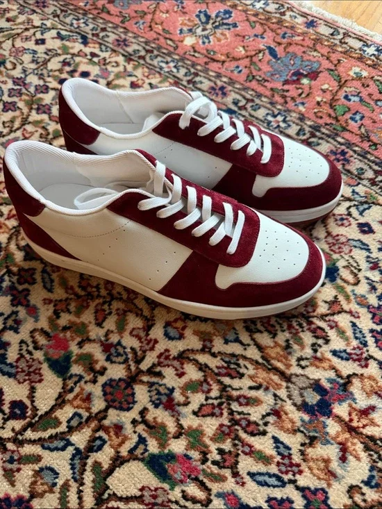 Paige Remy Sneaker in Burgundy/White Casual Lace-Up Sneakers NEW