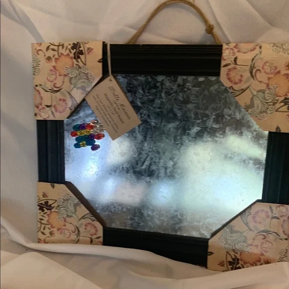 Elegant Black and Cream Floral Wall Mirror