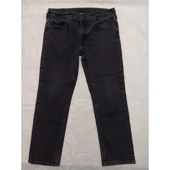 Men Short 27 Inseam True Religion Black Jeans 36 Slim No Flap Hemmed 102158