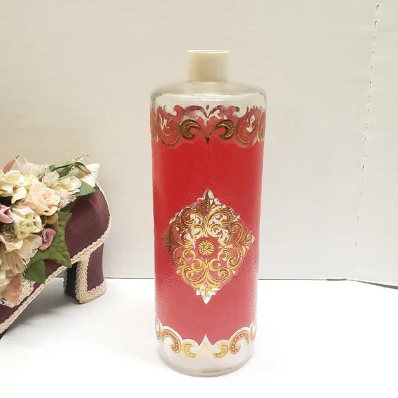 Vintage Starlyte Red & Gold Hand Painted Jar Art Deco Decor