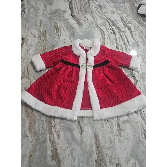Blueberi Boulevard 3-6 MChristmas Santa Mrs. Claus JacketFaux Fur‎ Sparkle