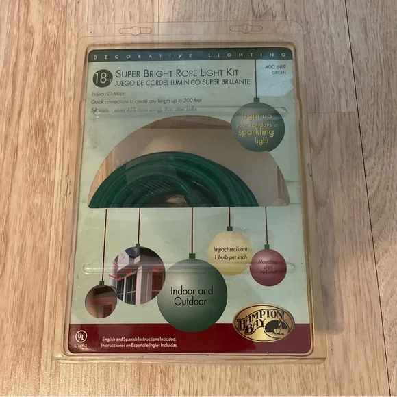 NEW Hampton Bay Super Bright Rope Light Kit 18ft Green Christmas