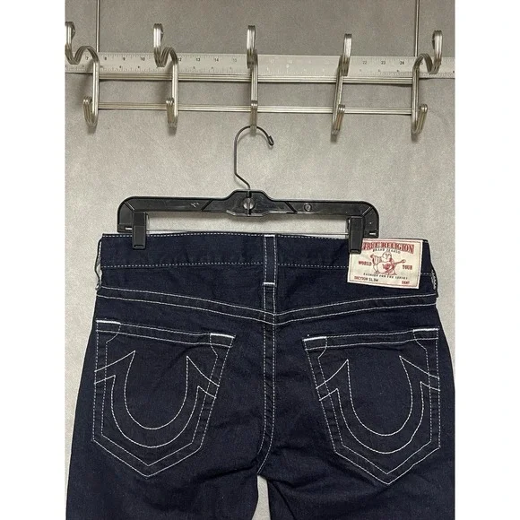True Religion Jeans Men 34X33 Blue Raw Denim Straight Slim No Flap Street Preppy