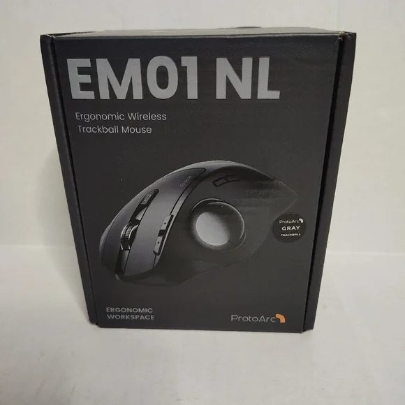 ProtoArc EM01 NL Ergonomic Bluetooth Wireless Trackball Mouse Rollerball Thumb