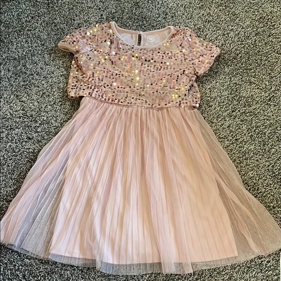 Wonder Nation Light Pink Sequin Lined Girls Dress