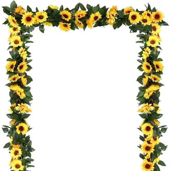 4 Pack Artificial Sunflower Garland Decor Sunflower Vine Hanging Flowers Garland