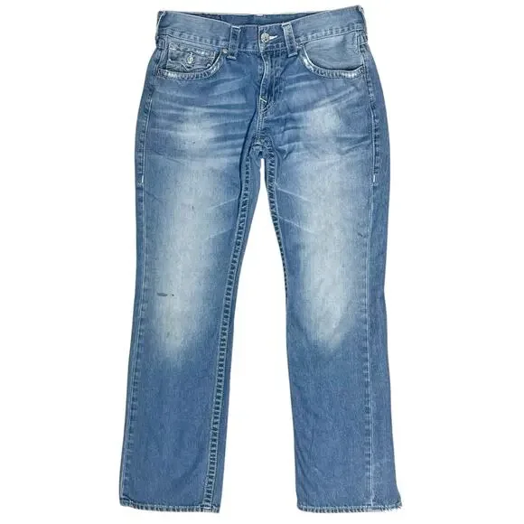 TRUE RELIGION Men's Basic Straight WFLPS Natural Faded Medium Wash Jeans 32X32