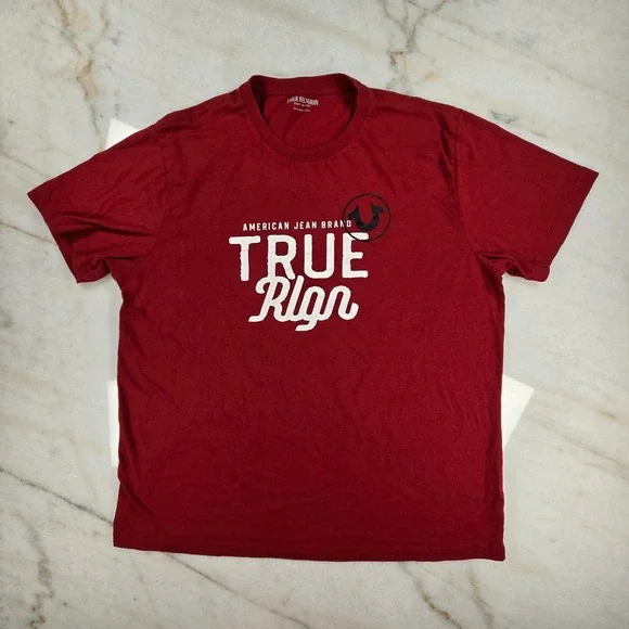 True Religion Graphic T-Shirt Mens 3XL Red Logo Y2K Casual Streetwear Urban