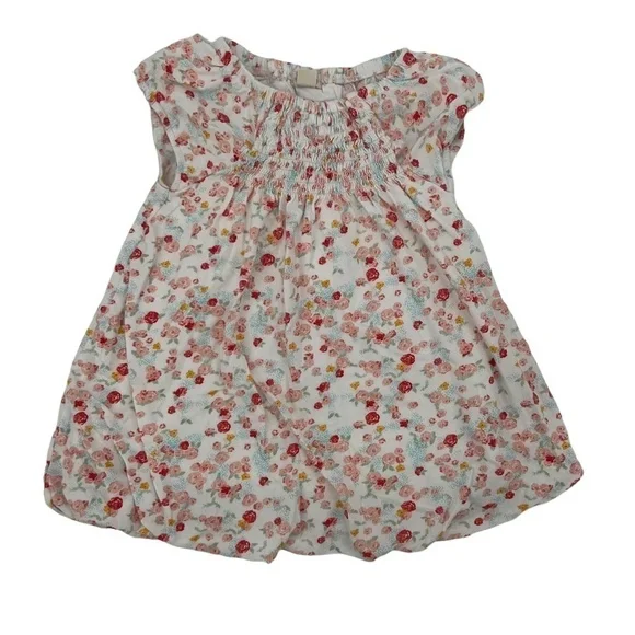Burt's Bees Kids Pink Floral Sleeveless Lined Runched Dress Size 3 T Girl’s