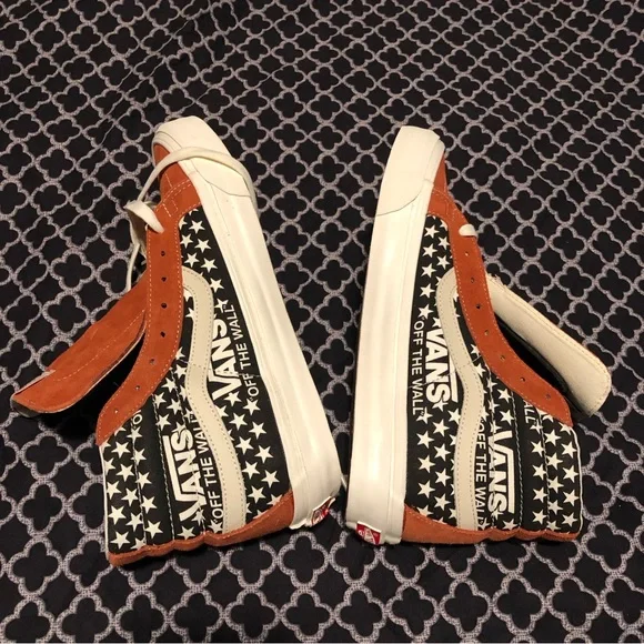 Vans Off The Wall High Top SK8-Hi Shoes Pink Checkered Blue Stars Mens Sz 10.5