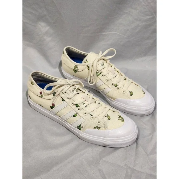 Adidas Matchcourt‎ Cactus Embroidered Skate Shoes Cream White Mens 10.5