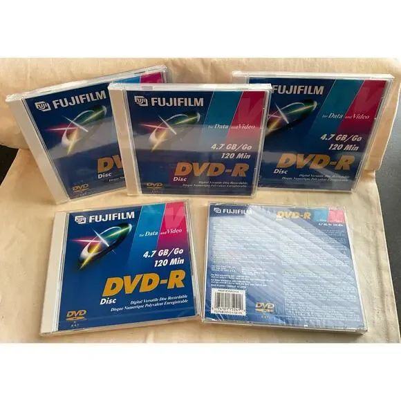 5 New Sealed FUJIFILM Data Video R4.7 GB 120 Minutes DVD-R Disc Clam Shell Case
