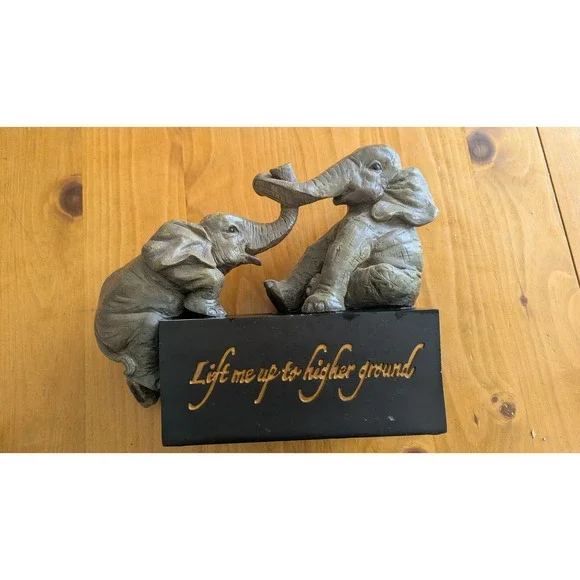 Elephant Figurine Lift Me Up To Higher Ground Inspirational Statue Decor