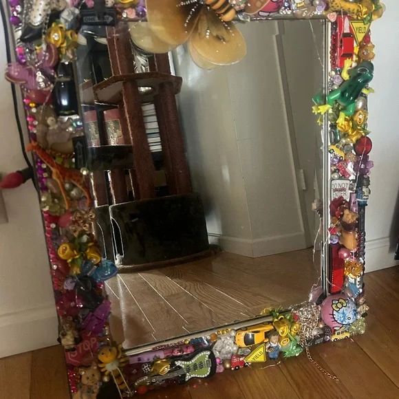 Purple and Yellow Ornate Mirror Wall Decor