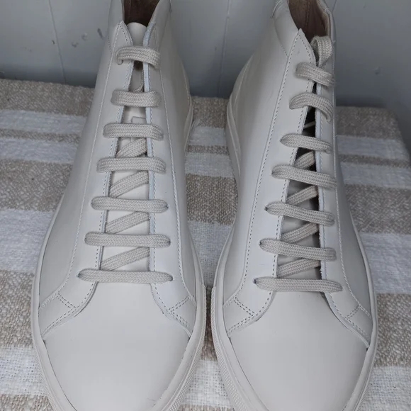 SUITSUPPLY men's high top solid white leather sneakers - EU 47 / US 9.5-10