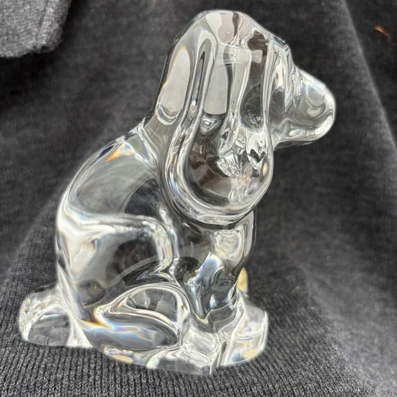 Orrefors Sweden‎ Crystal Puppy Dog Hound Spaniel Signed Paperweight Figurine