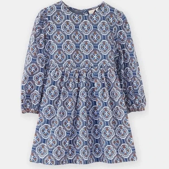 Beet World Phoebe‎ Dress Blue Mosaic Girls 5-6Y Long Sleeve NWT