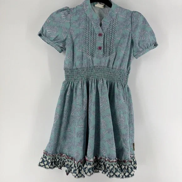 Matilda Jane Tidal Toile Smocked Ruffle Dress Size 10 Boho‎ Western